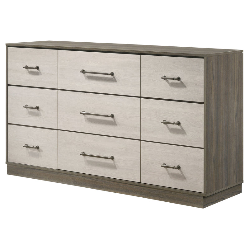 Cómoda de 9 cajones Fenwick en roble gris