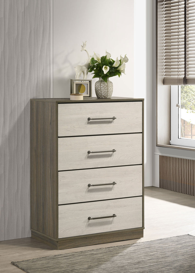 Cómoda Fenwick de 4 cajones Roble Gris