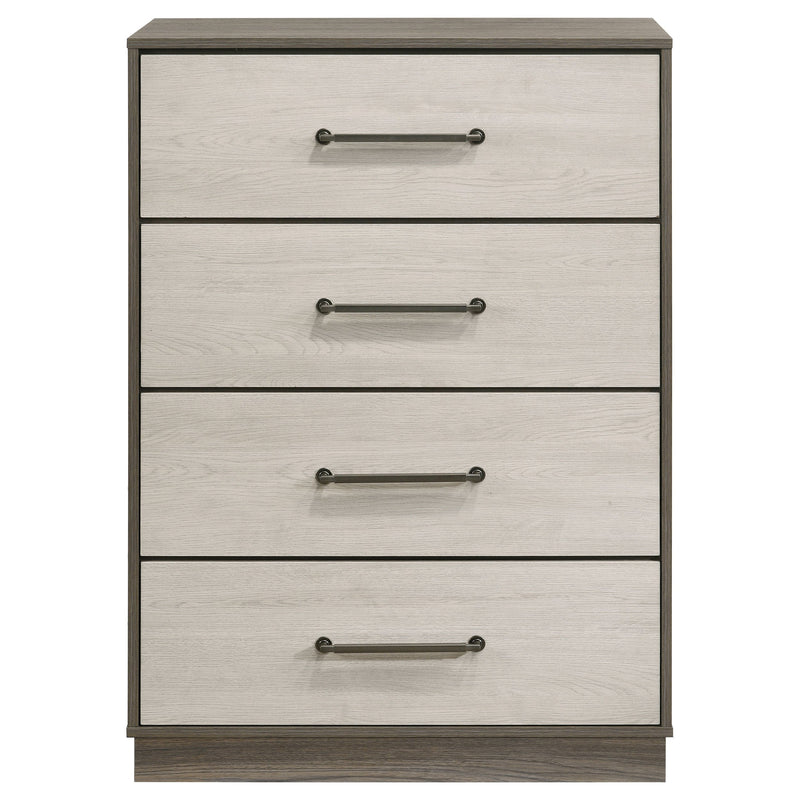 Cómoda Fenwick de 4 cajones Roble Gris