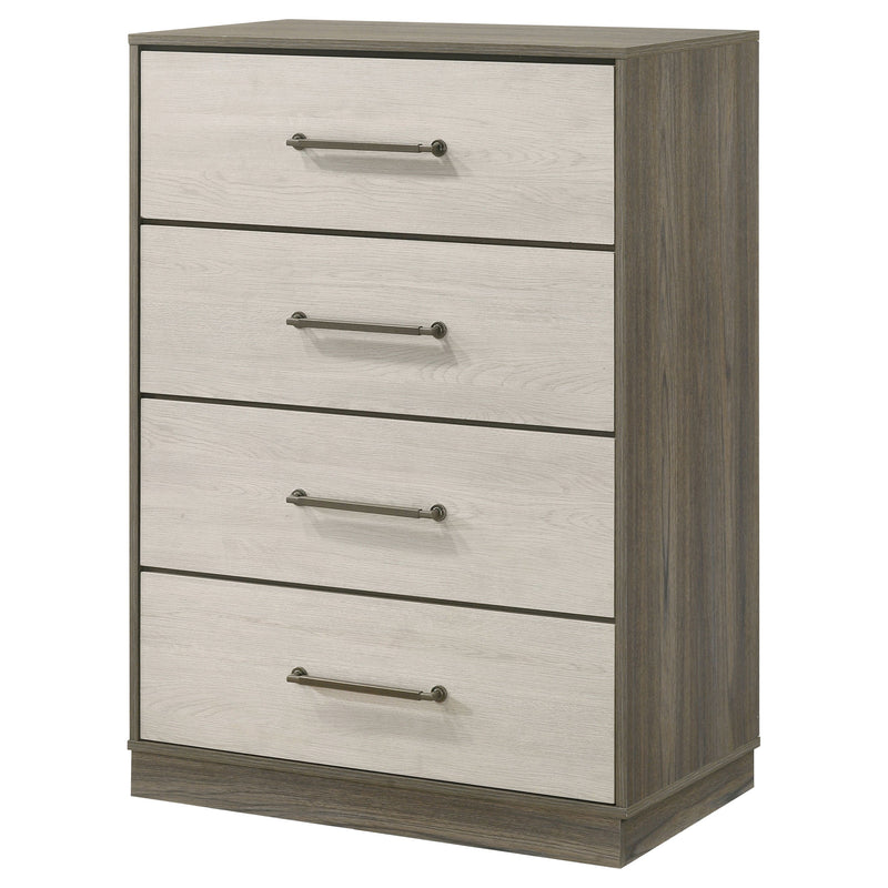 Cómoda Fenwick de 4 cajones Roble Gris