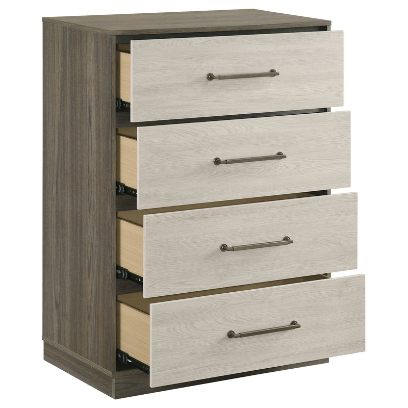 Cómoda Fenwick de 4 cajones Roble Gris