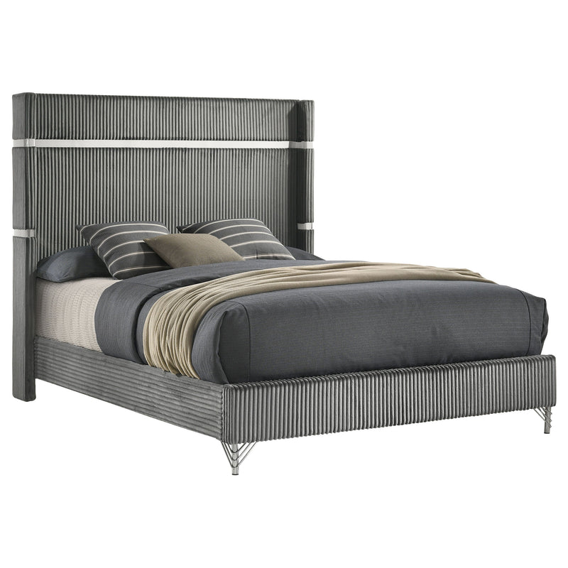 Cama tapizada con cabecero alto Lucia de 61 pulgadas