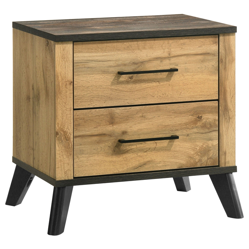 Mesita de noche Kaywood de 2 cajones, pino natural