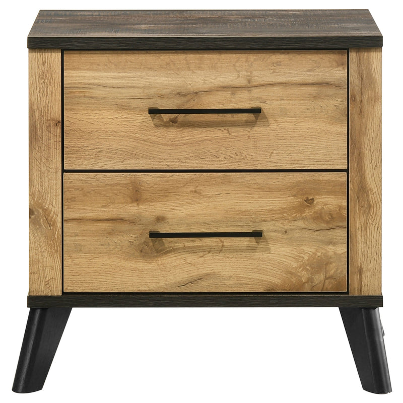 Mesita de noche Kaywood de 2 cajones, pino natural