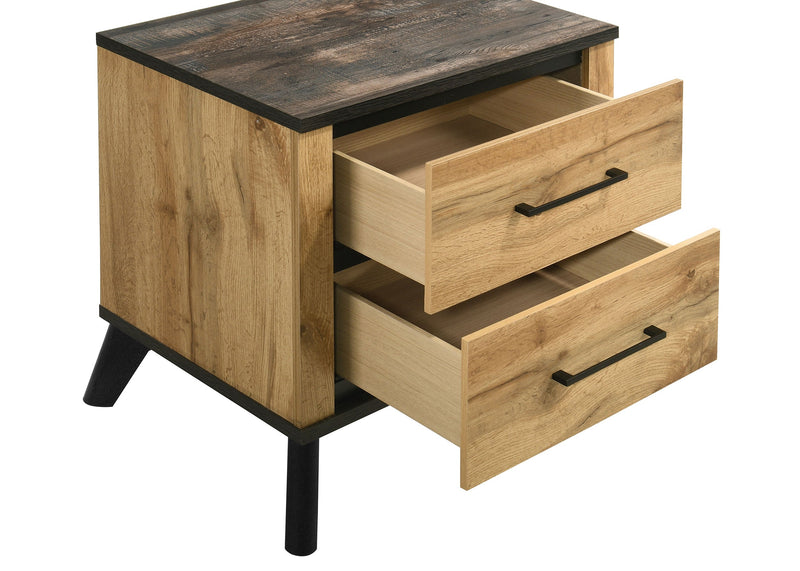 Mesita de noche Kaywood de 2 cajones, pino natural