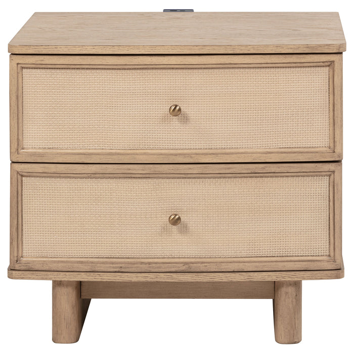 Kailani 2-drawer Nightstand Bedside Table Beige Oak