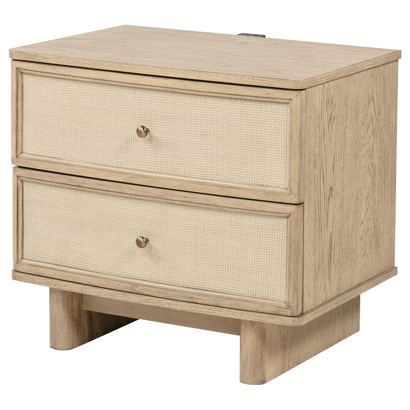 Kailani 2-drawer Nightstand Bedside Table Beige Oak