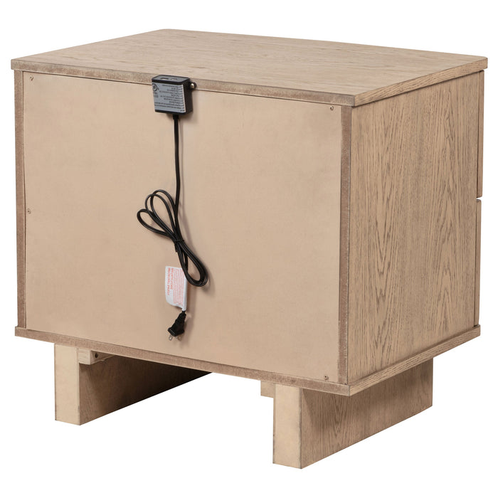 Kailani 2-drawer Nightstand Bedside Table Beige Oak