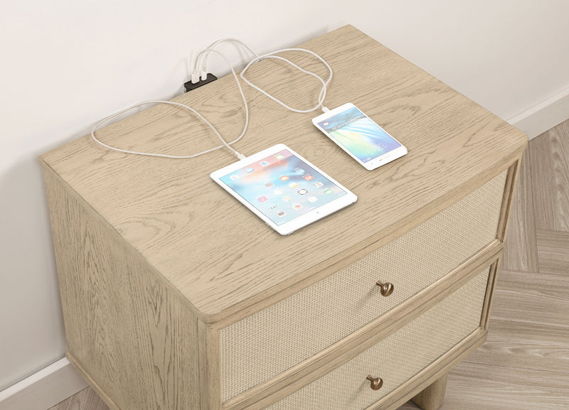 Kailani 2-drawer Nightstand Bedside Table Beige Oak
