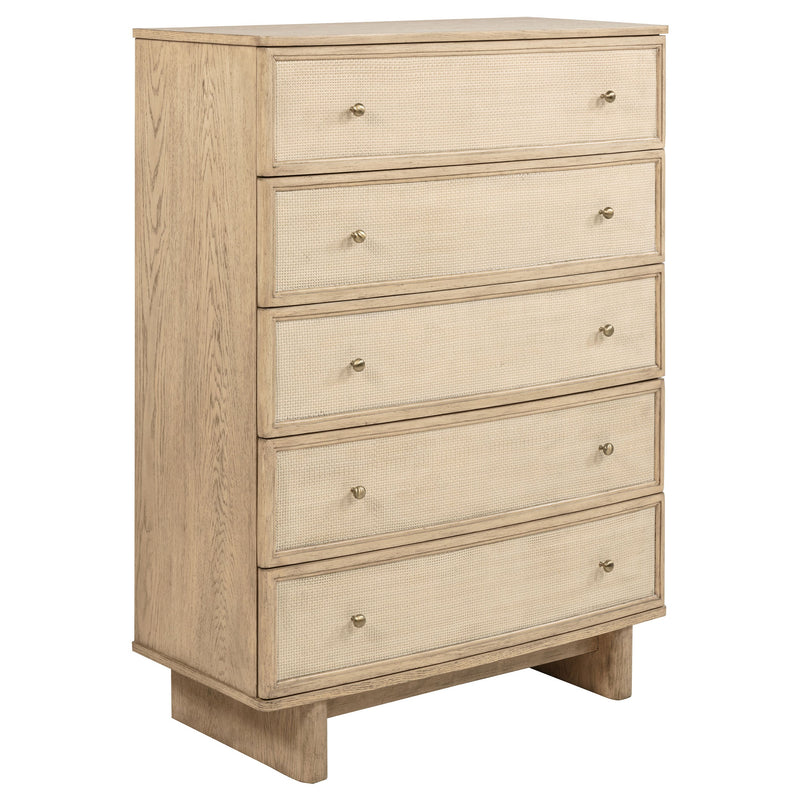 Cajonera de dormitorio Kailani de 5 cajones roble beige