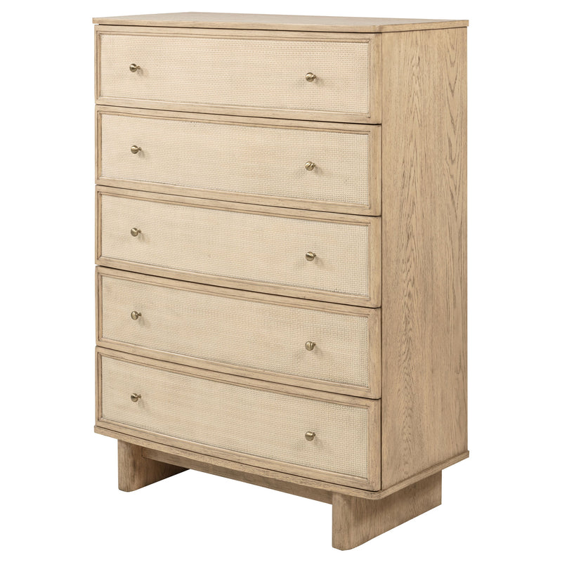 Cajonera de dormitorio Kailani de 5 cajones roble beige