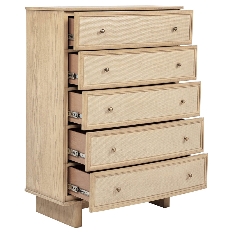 Cajonera de dormitorio Kailani de 5 cajones roble beige