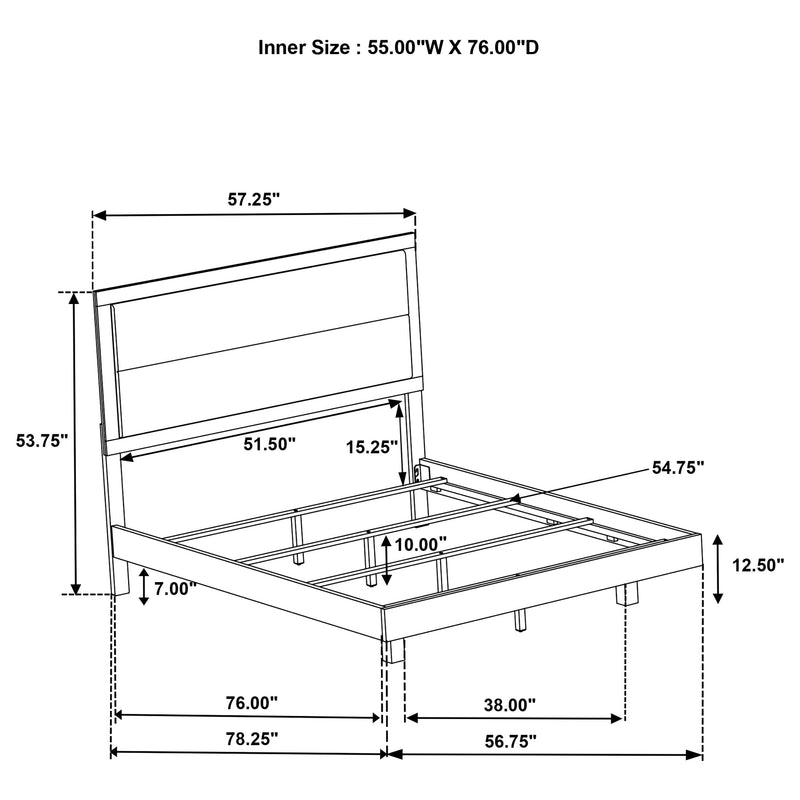Cama Trenton de paneles de madera de 54 pulgadas, crema rústica