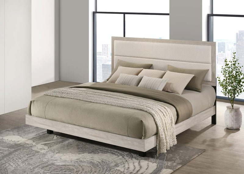 Cama Trenton de paneles de madera de 54 pulgadas, crema rústica