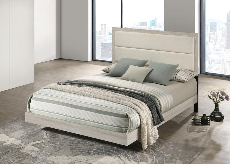 Cama Trenton de paneles de madera de 54 pulgadas, crema rústica