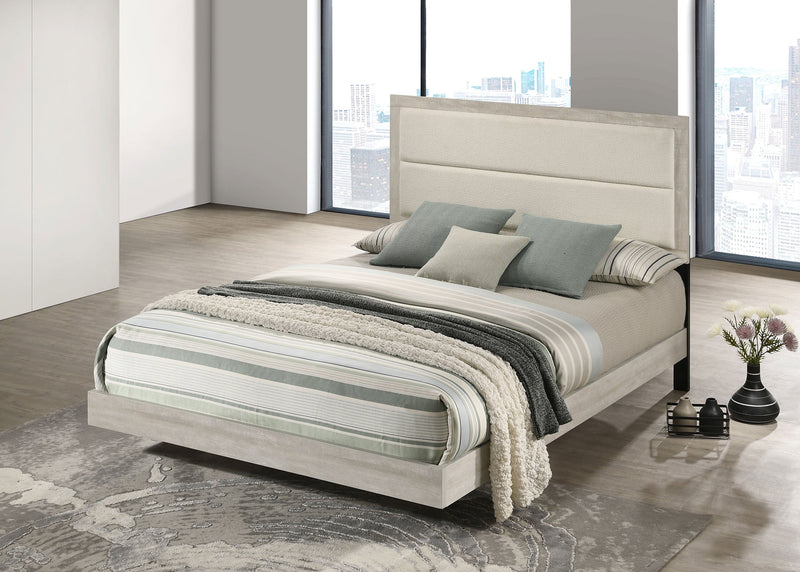 Cama Trenton de paneles de madera de 54 pulgadas, crema rústica