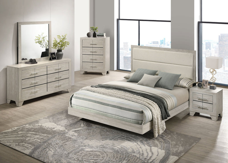 Cama Trenton de paneles de madera de 54 pulgadas, crema rústica