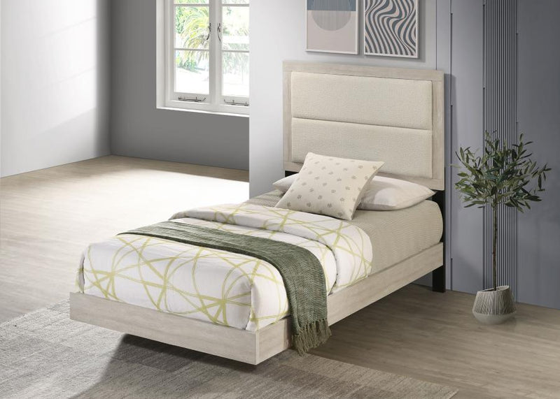 Cama Trenton de paneles de madera de 54 pulgadas, crema rústica