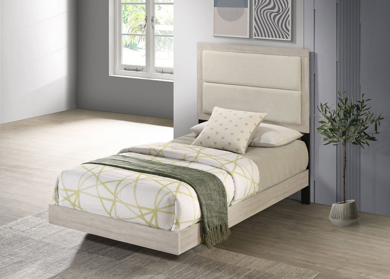 Cama Trenton de paneles de madera de 54 pulgadas, crema rústica