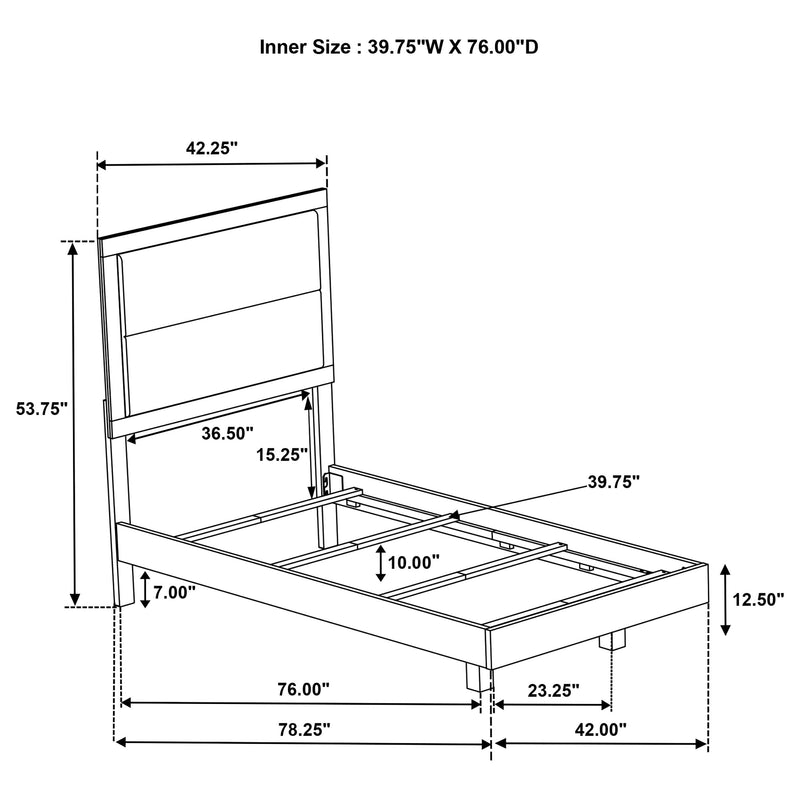 Cama Trenton de paneles de madera de 54 pulgadas, crema rústica