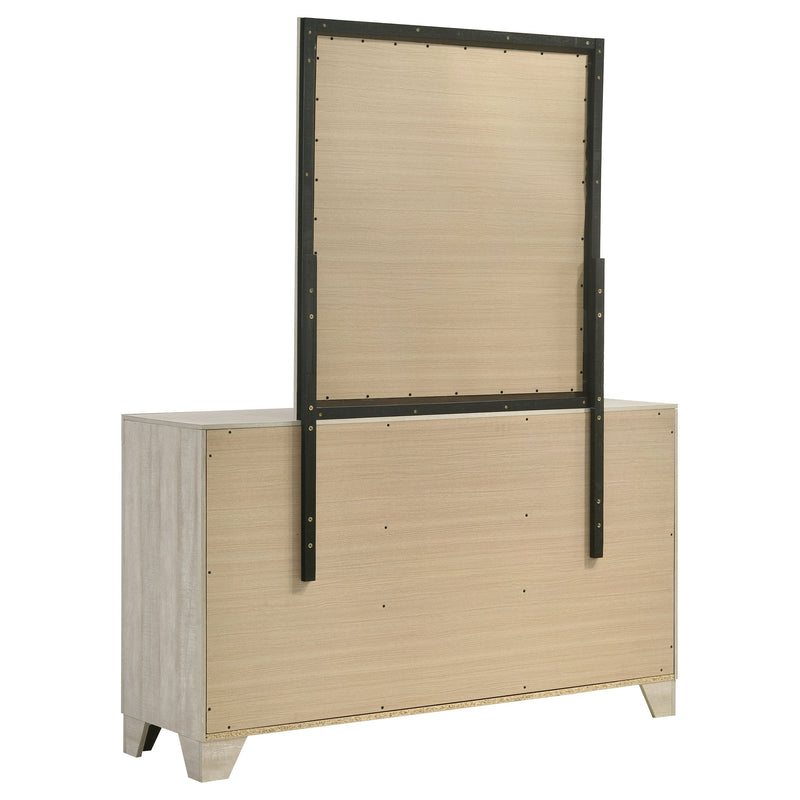 Cómoda de dormitorio Trenton de 6 cajones con espejo, crema rústica