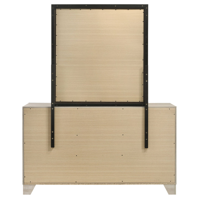 Cómoda de dormitorio Trenton de 6 cajones con espejo, crema rústica