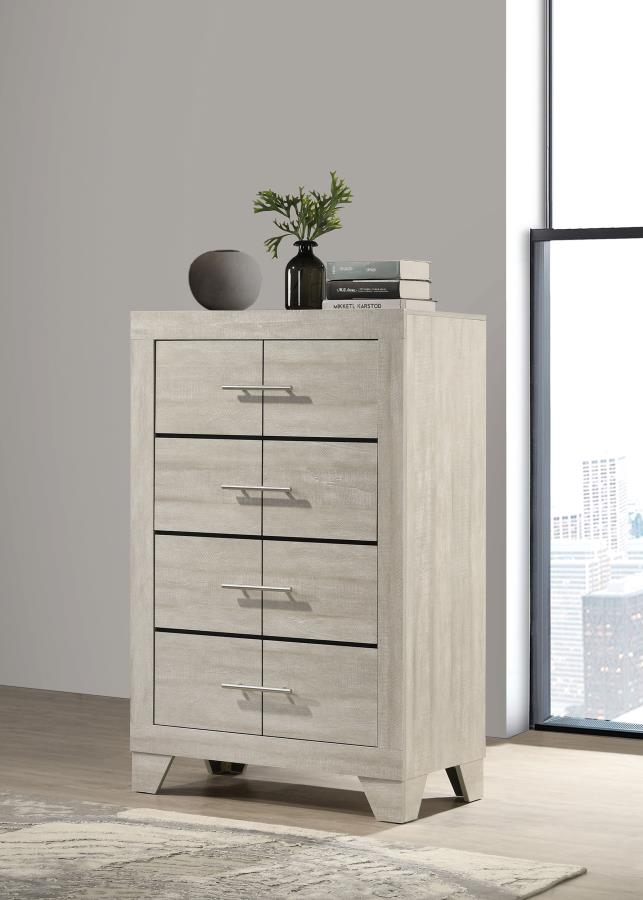 Cómoda de 4 cajones Trenton color crema rústico