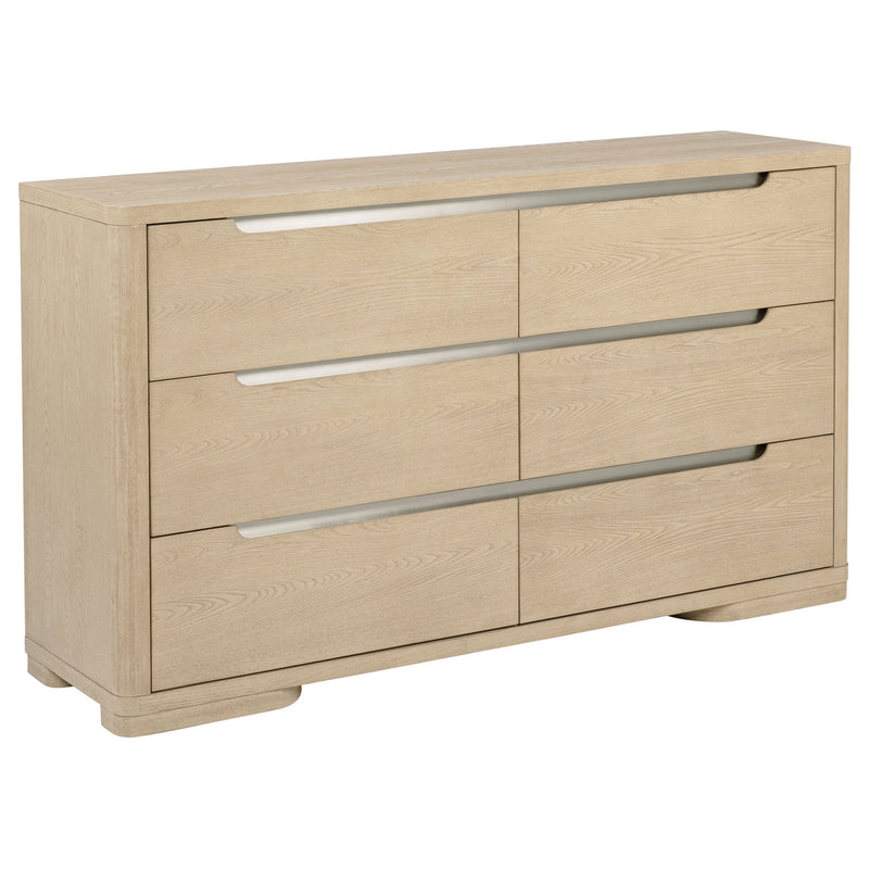 Cómoda de dormitorio de 6 cajones Ladera color olmo claro