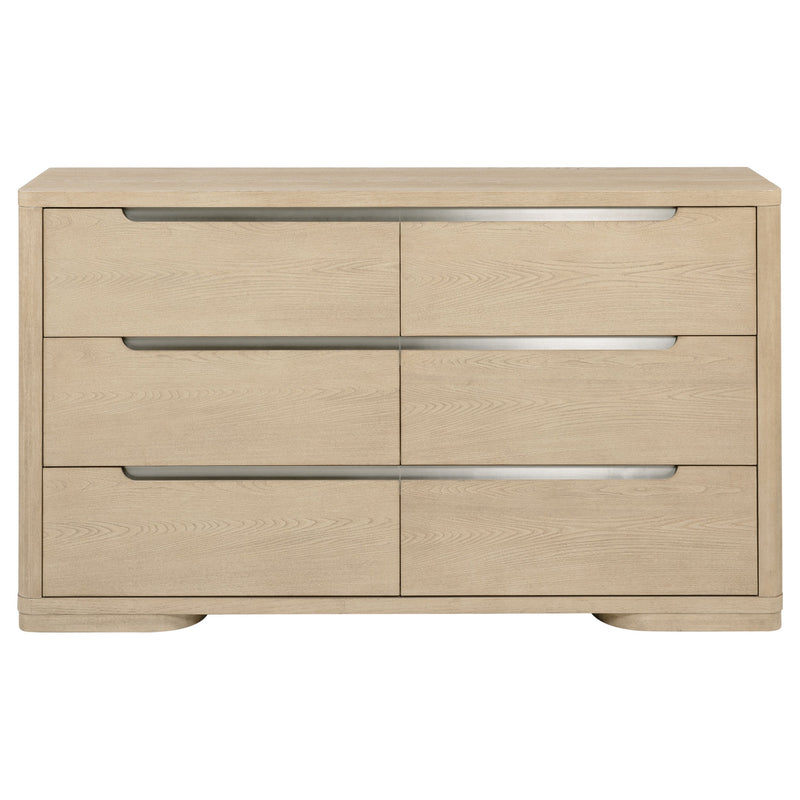 Cómoda de dormitorio de 6 cajones Ladera color olmo claro