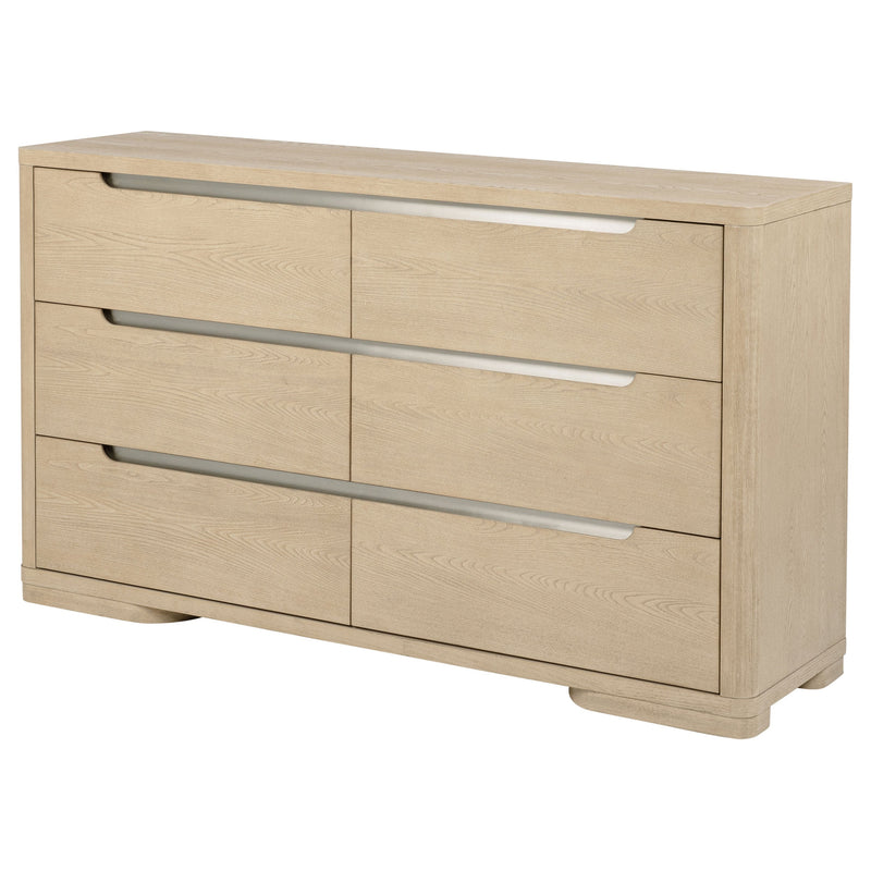 Cómoda de dormitorio de 6 cajones Ladera color olmo claro