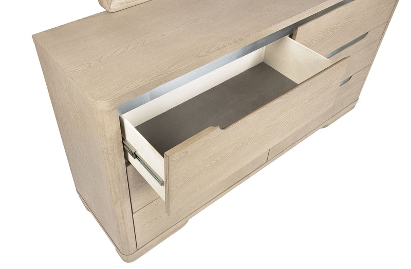 Cómoda de dormitorio de 6 cajones Ladera color olmo claro