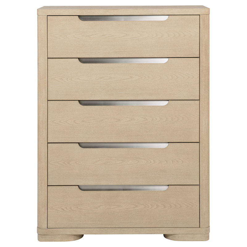 Cómoda de dormitorio Ladera con 5 cajones, Olmo claro