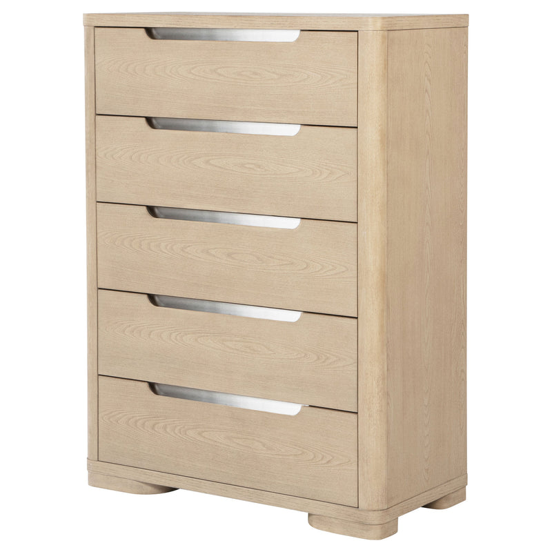 Cómoda de dormitorio Ladera con 5 cajones, Olmo claro