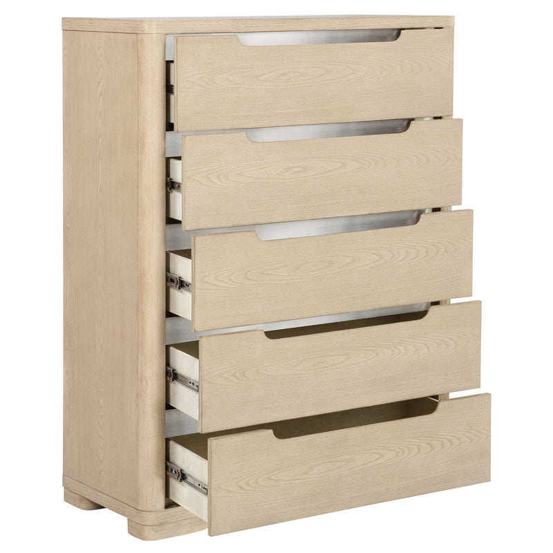 Cómoda de dormitorio Ladera con 5 cajones, Olmo claro
