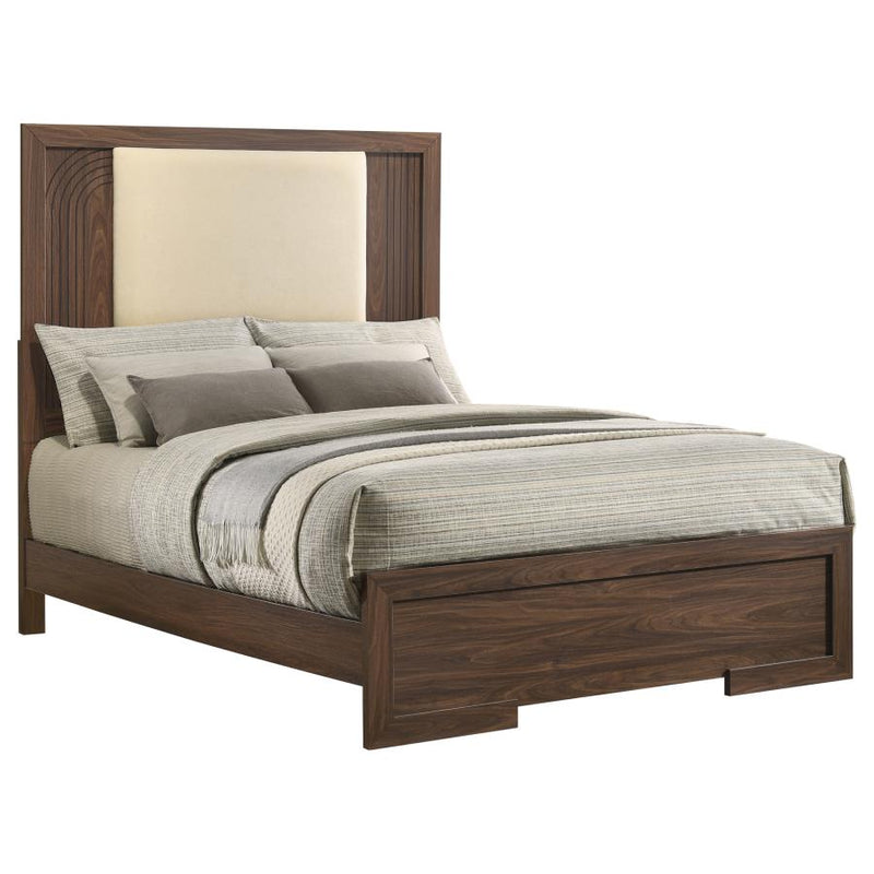 Etienne Velvet Upholstered Panel Bed Walnut
