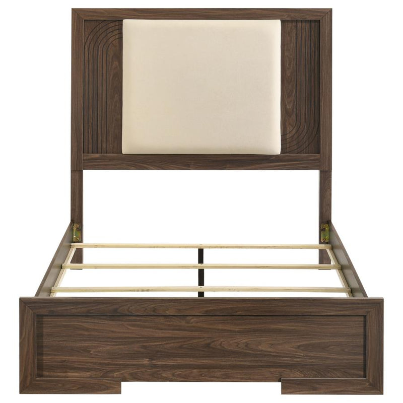 Etienne Velvet Upholstered Panel Bed Walnut