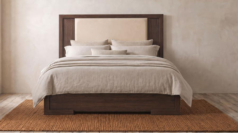 Etienne Velvet Upholstered Panel Bed Walnut