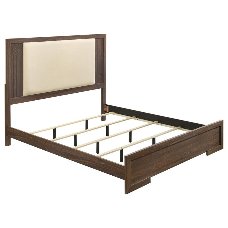 Etienne Velvet Upholstered Panel Bed Walnut
