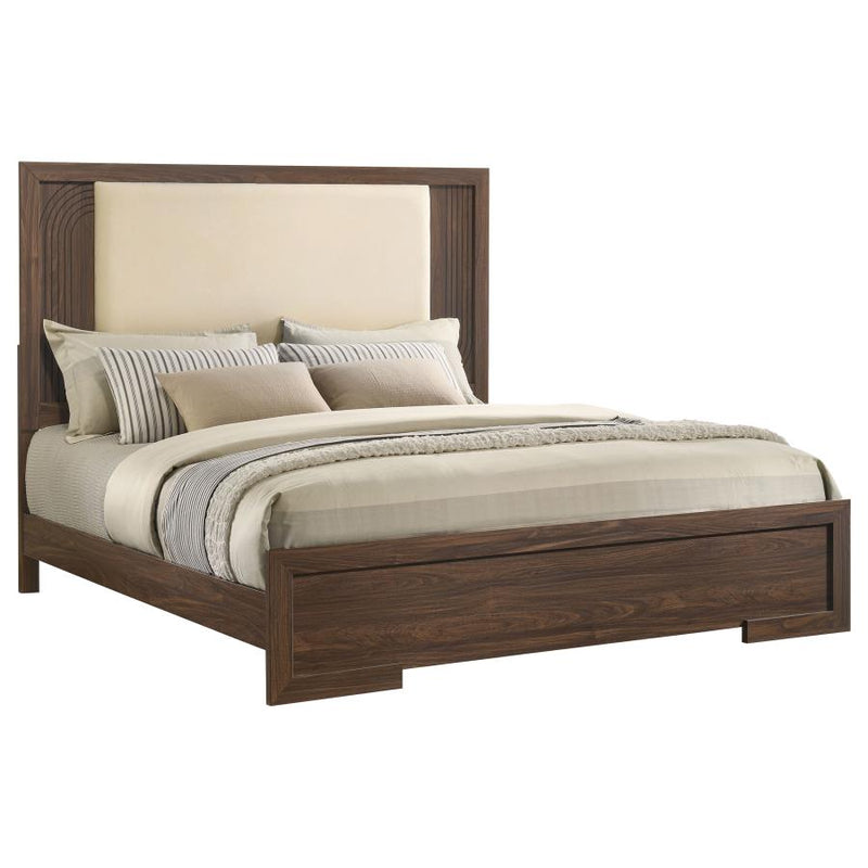 Etienne Velvet Upholstered Panel Bed Walnut