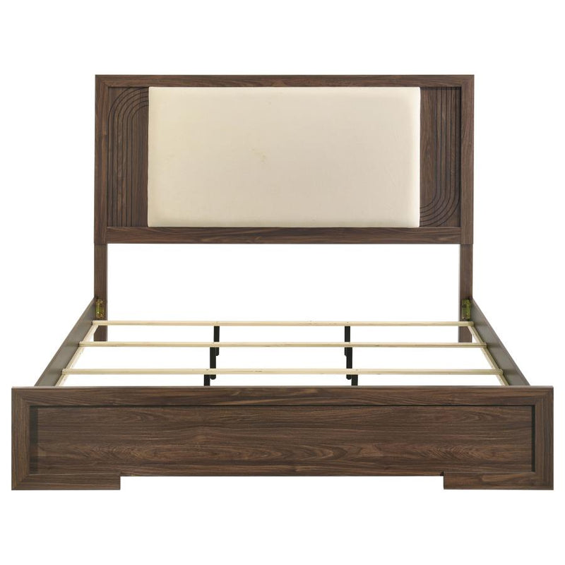 Etienne Velvet Upholstered Panel Bed Walnut