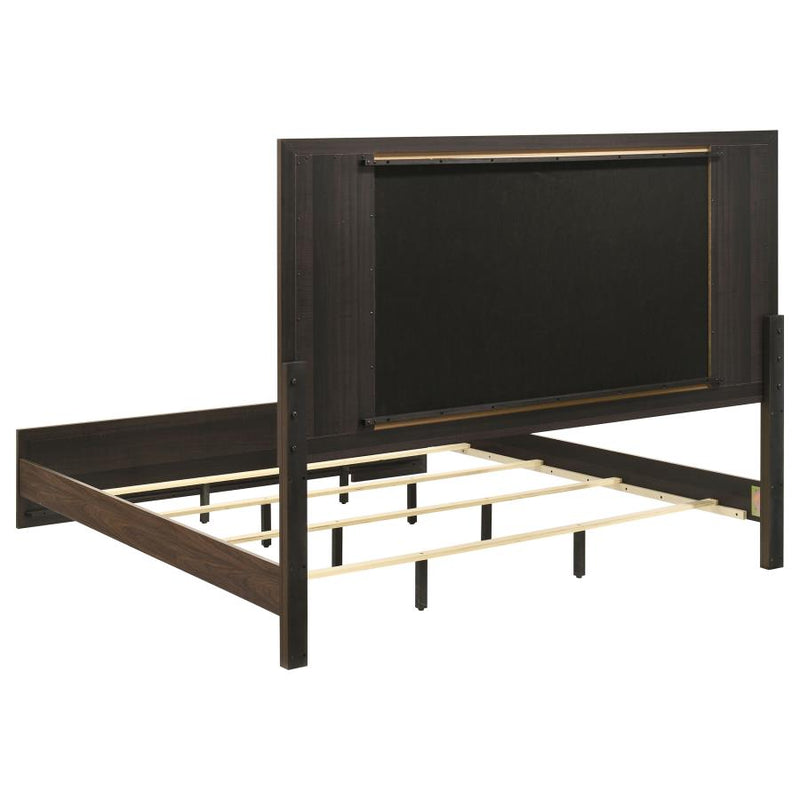 Etienne Velvet Upholstered Panel Bed Walnut