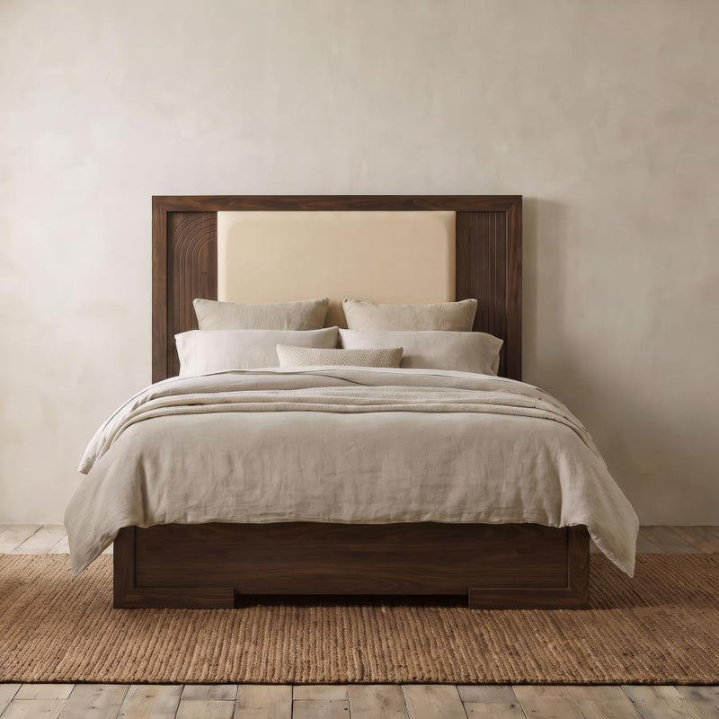 Etienne Velvet Upholstered Panel Bed Walnut