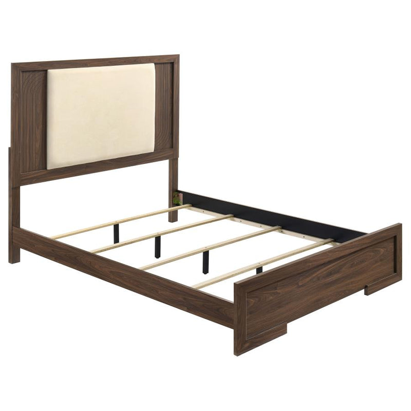 Etienne Velvet Upholstered Panel Bed Walnut