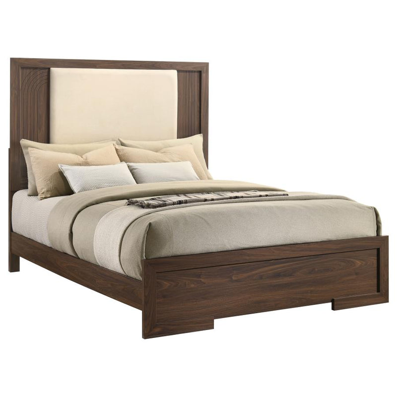 Etienne Velvet Upholstered Panel Bed Walnut