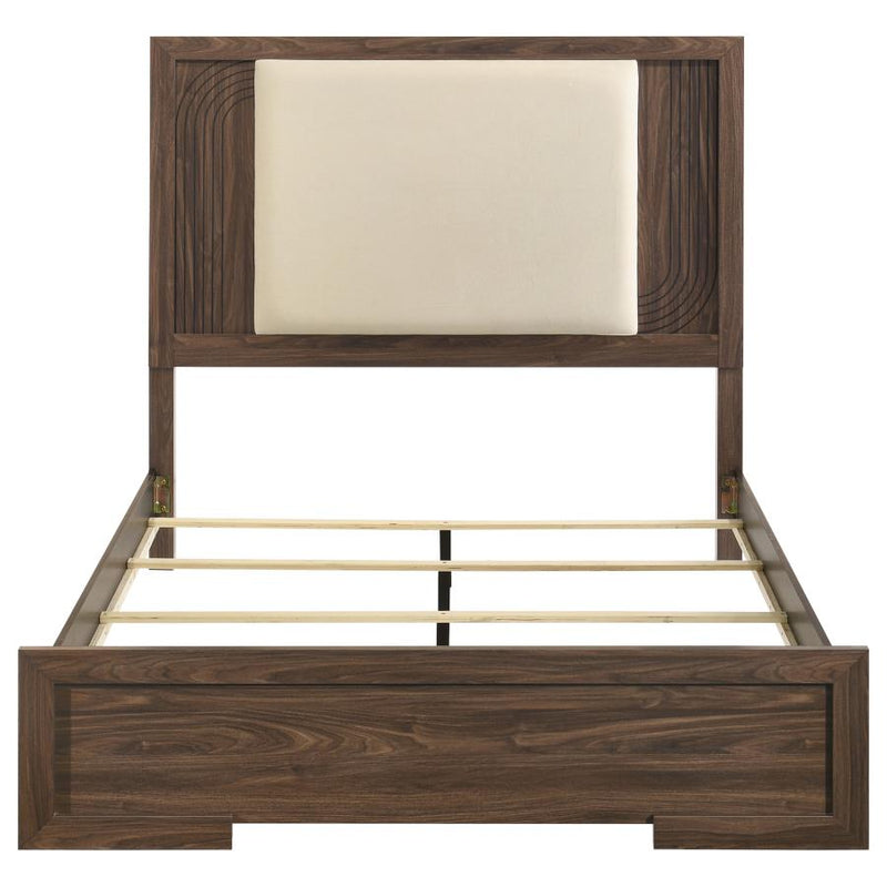 Etienne Velvet Upholstered Panel Bed Walnut