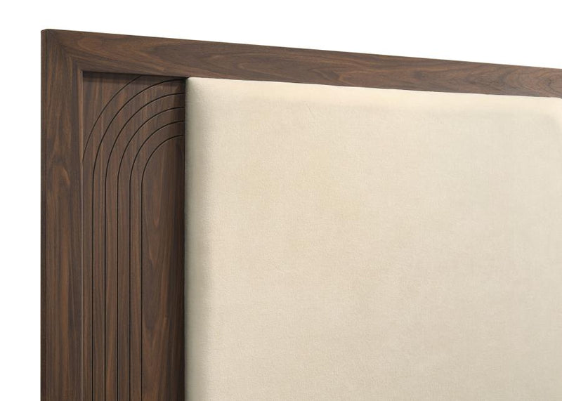 Etienne Velvet Upholstered Panel Bed Walnut