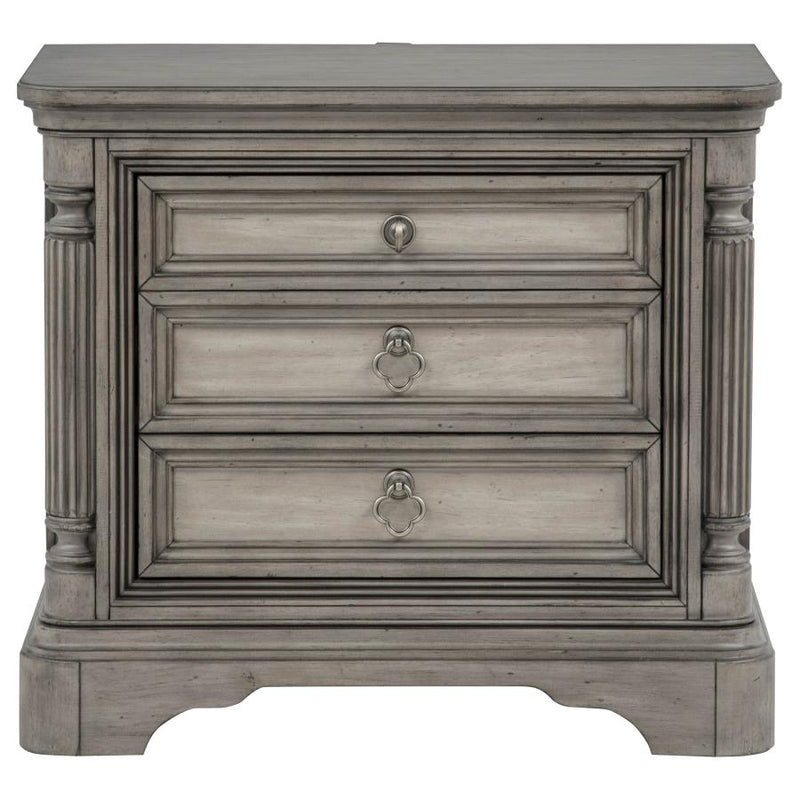 Cresswell 3-drawer Nightstand Bedside Table Weathered Taupe