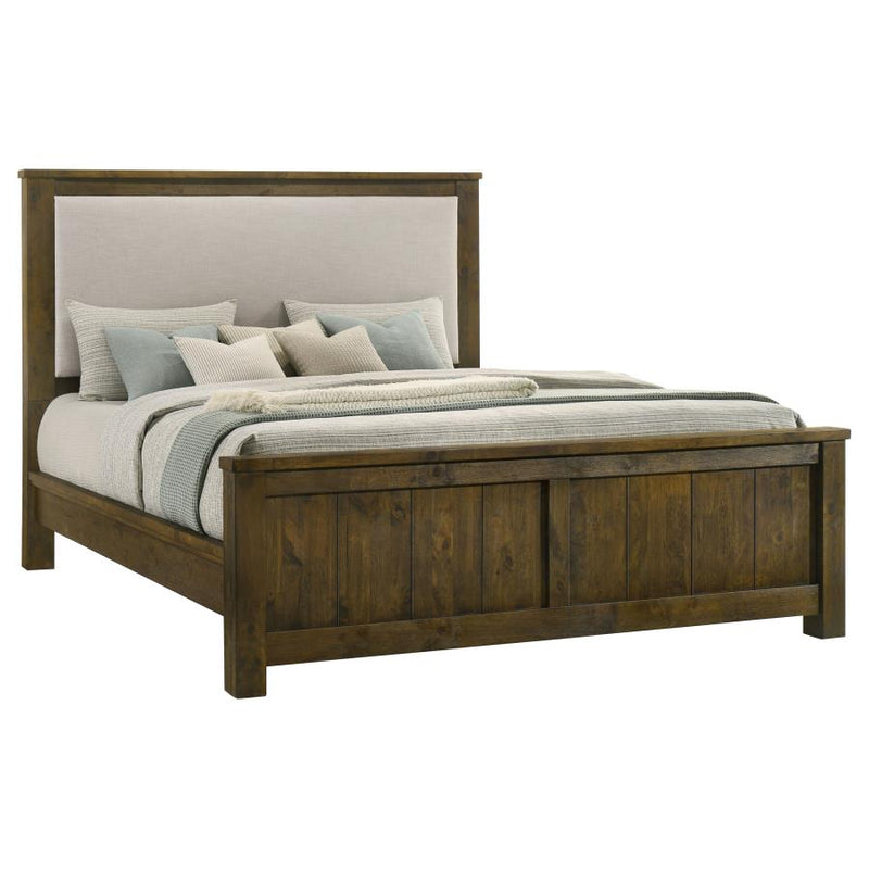 Doherty Upholstered Panel Bed Rustic Brown