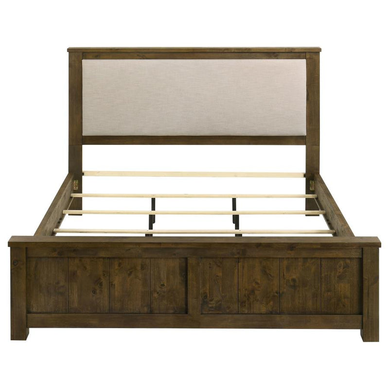 Doherty Upholstered Panel Bed Rustic Brown