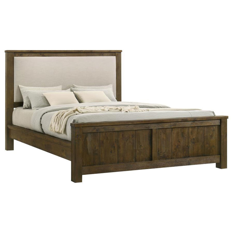 Doherty Upholstered Panel Bed Rustic Brown